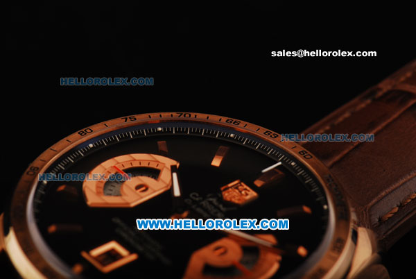 Tag Heuer Carrera Calibre 17 Swiss valjoux 7750 Automatic Movement Rose Gold Case with Black Dial - RG Markers - Click Image to Close